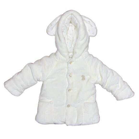 Mayoral Other - MAYORAL Baby Winter Coat Girls 6-9 Months Bunny Ears White Hooded Infant Jacket